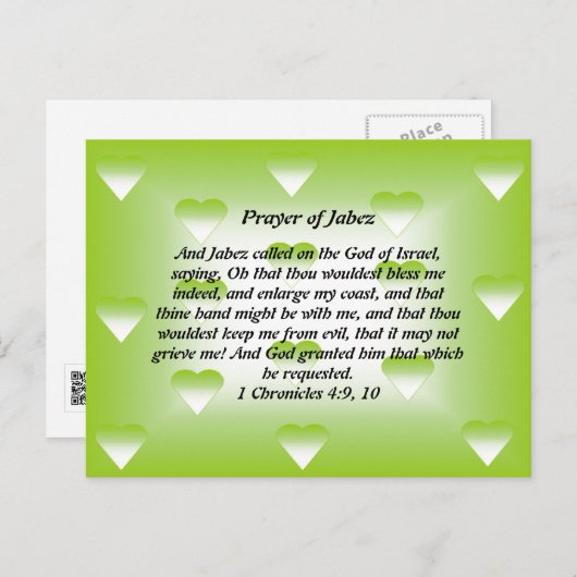 Carte Postale Prière de Jabez (Devant / Derrière)