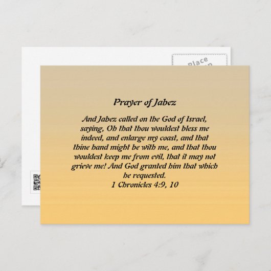 Carte Postale Prière de Jabez (Devant / Derrière)