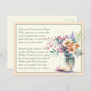 Carte Postale Prière de mémoire catholique à Vierge Marie