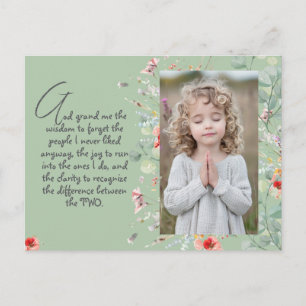 Carte Postale Prière de Sagesse Personnalisée avec Photo, Nom. .