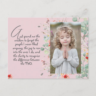 Carte Postale Prière de sagesse personnalisée avec photo, nom. .