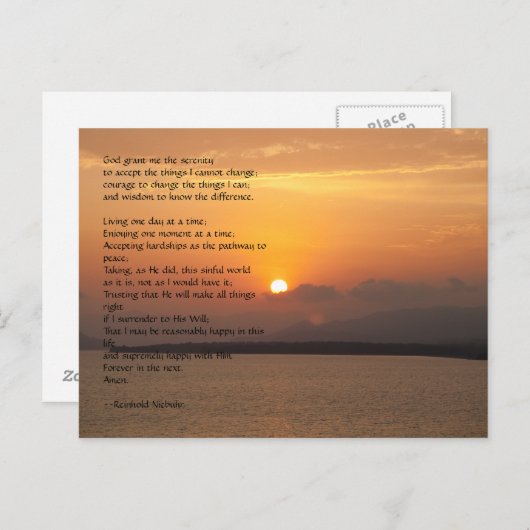 Carte Postale Prière de sérénité (Devant / Derrière)