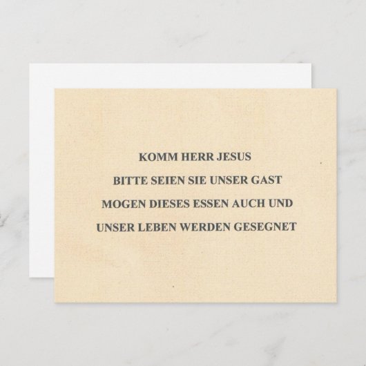 CARTE POSTALE PRIÈRE DE TABLE ALLEMANDE (Devant / Derrière)