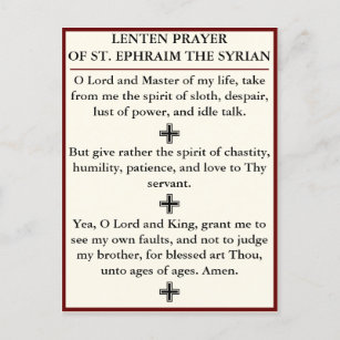 Carte Postale Prière du Carême de Saint Ephraïm le Syrien - cart