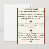 Carte Postale Prière du Carême de Saint Ephraïm le Syrien - cart (Devant / Derrière)