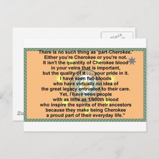 Carte Postale prière du drapeau cherokee (Devant / Derrière)