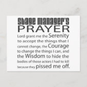 Carte Postale Prière du gestionnaire de scène (Devant)