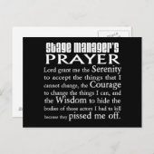 Carte Postale Prière du gestionnaire de scène (Devant / Derrière)