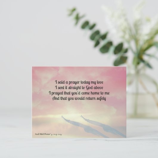 Carte Postale Prière et poème pour votre retour sécurisé (Debout devant)