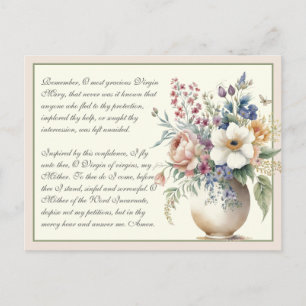 Carte Postale Prière Floral Mémoire Catholique à Vierge Marie