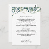 Carte Postale Prière le jour de votre mariage (Devant / Derrière)