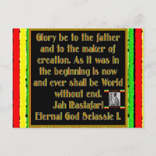 Carte Postale Prière Rasta récitée avant la cérémonie de tabagis (Devant)