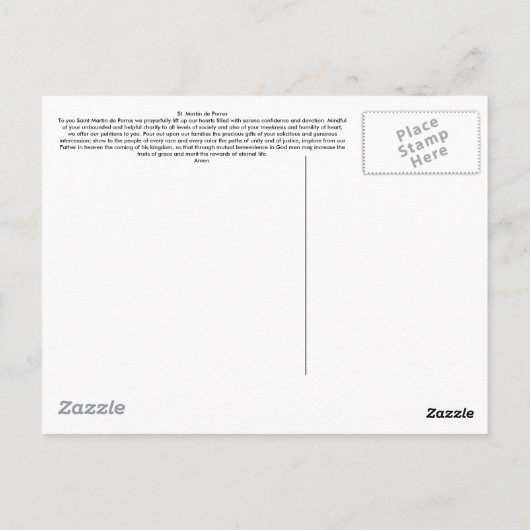 Carte Postale Prière Saint Martin (Dos)