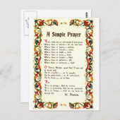 Carte Postale Prière simple florentine=St. Francis=Pape François (Devant / Derrière)