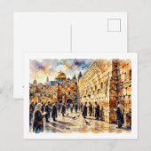 Carte Postale Prières au Mur Occidental, (Devant / Derrière)