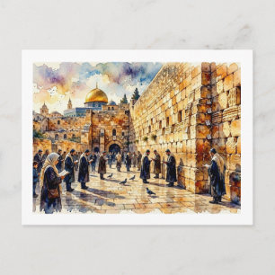 Carte Postale Prières au Mur Occidental,