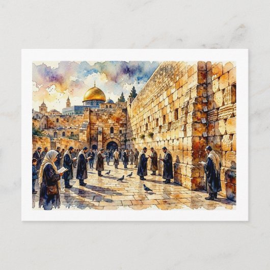 Carte Postale Prières au Mur Occidental, (Devant)