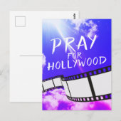 Carte Postale Priez pour Hollywood en violet céleste (Devant / Derrière)