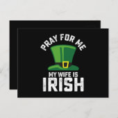 Carte Postale Priez pour moi Ma femme est la Saint Patrick irlan (Devant / Derrière)