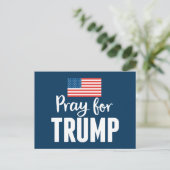 Carte Postale Priez pour Trump - 2020 avec le drapeau américain (Debout devant)