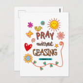 Carte Postale Priez Sans Cesser Bible Verse Art (Devant / Derrière)