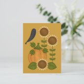 Carte Postale Prim Crow d'automne Citrouille et tournesols (Debout devant)
