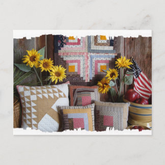 Carte Postale Primitive Americana Antique Quilt