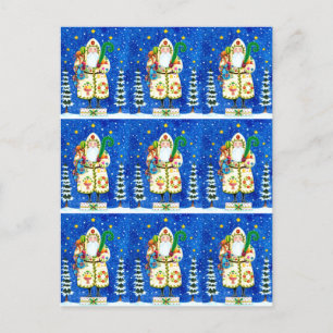 CARTE POSTALE PRIMITIVE FOLKART BALTIMORE QUILT PÈRE NOËL