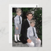 Carte Postale Prince Charles avec de jeunes fils (Devant / Derrière)