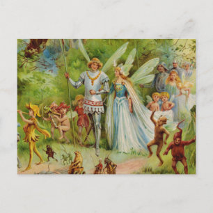 Carte Postale Prince de la fée et Thumbelina dans le Bois magiqu