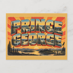 Carte Postale Prince George BC Rivières Forêt Boréale Art