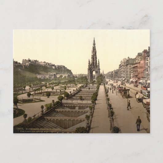 Carte Postale Princes Street, le château et Scott Monument (Devant)