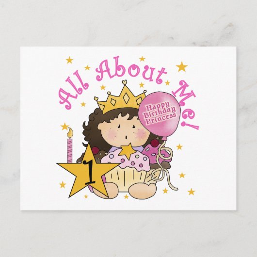Carte Postale Princess All About Me 1st Birthday Tshirts (Devant)