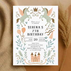 Carte Postale Princess Castle Unicorn Anniversaire