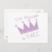 Carte Postale Princess Crown 3e Anniversaire Tshirts et cadeaux (Devant / Derrière)