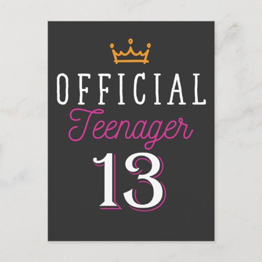 Carte Postale Princesse 13 ans Officiel Adolescente (Devant)