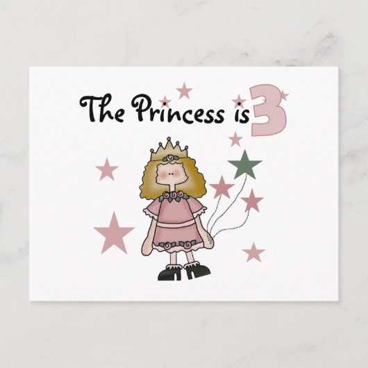 Carte Postale Princesse 3e Anniversaire Tshirts et cadeaux (Devant)
