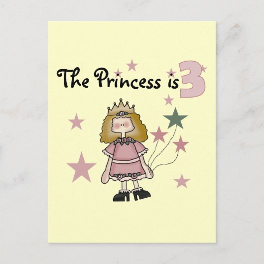 Carte Postale Princesse 3e Anniversaire Tshirts et cadeaux (Devant)