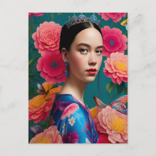 Carte Postale Princesse à la tiare bleue