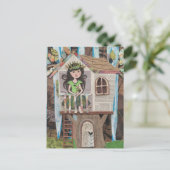 Carte Postale Princesse adorable dans une cabane dans les arbres (Debout devant)