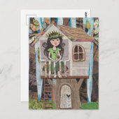Carte Postale Princesse adorable dans une cabane dans les arbres (Devant / Derrière)