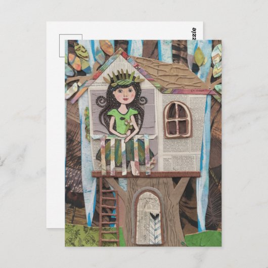 Carte Postale Princesse adorable dans une cabane dans les arbres (Devant / Derrière)