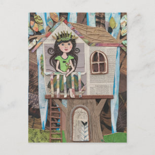 Carte Postale Princesse adorable dans une cabane dans les arbres