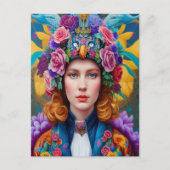 Carte Postale princesse aux cheveux bouclés (Devant)