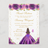 Carte Postale Princesse aux Cheveux Bruns Fleur Violette Sweet S (Devant)