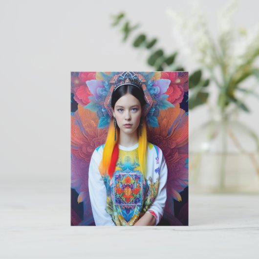 Carte Postale Princesse avec pull blanc (Debout devant)