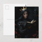 Carte Postale Princesse avec un oiseau noir lisant un livre (Devant / Derrière)