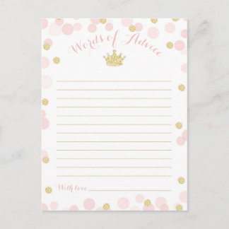 Carte Postale Princesse Baby shower de la Couronne Mots de conse