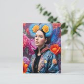 Carte Postale princesse branchée dans une veste (Debout devant)