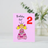 Carte Postale princesse de 2 ans (cheveux blonds) (Debout devant)